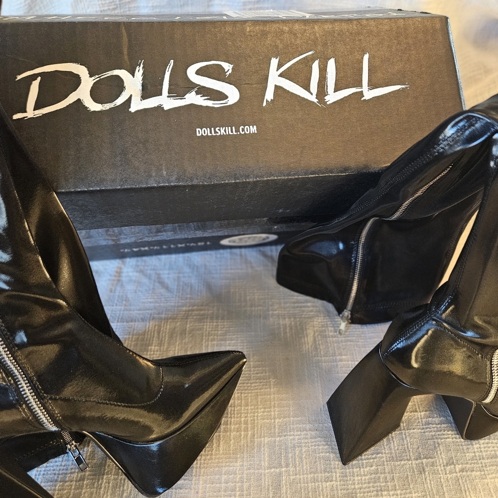 🧨Poster Girl by Dolls Kill Future Trippin' Thigh High Boots - Picture 15 of 15